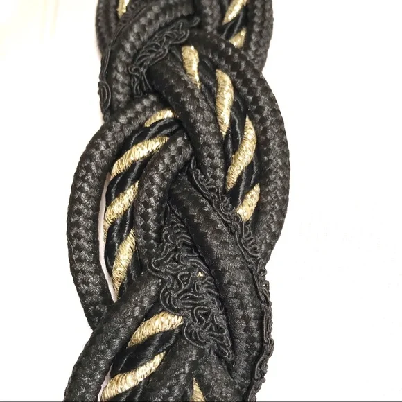 Rare Vintage Black Gold Cord Braided Belt - Picture 2 of 7
